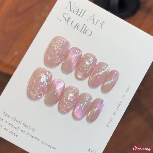 Pink Whirl / Handmade Nails
