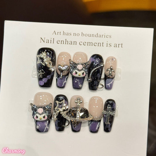 Dark Kuromi / Handmade Nails