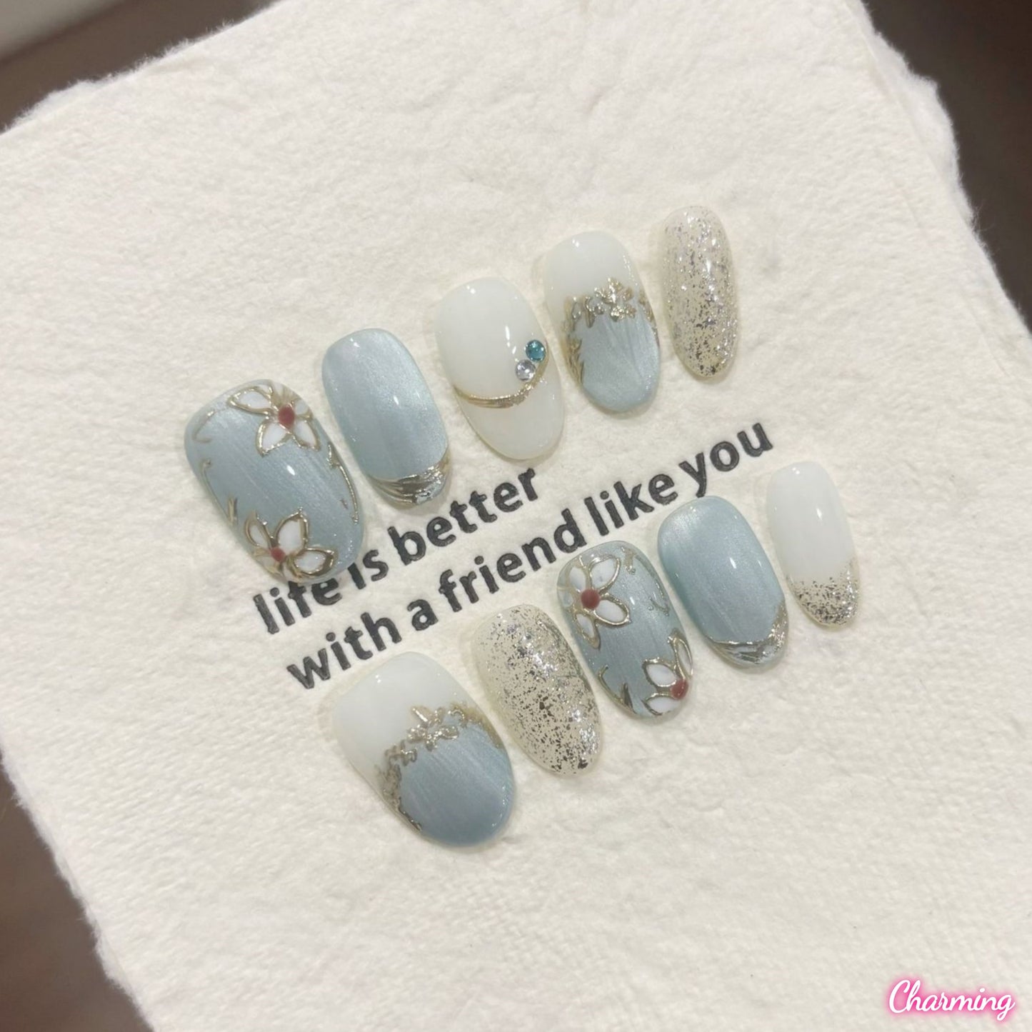 Dreamy Blue Orchid / Handmade Nails