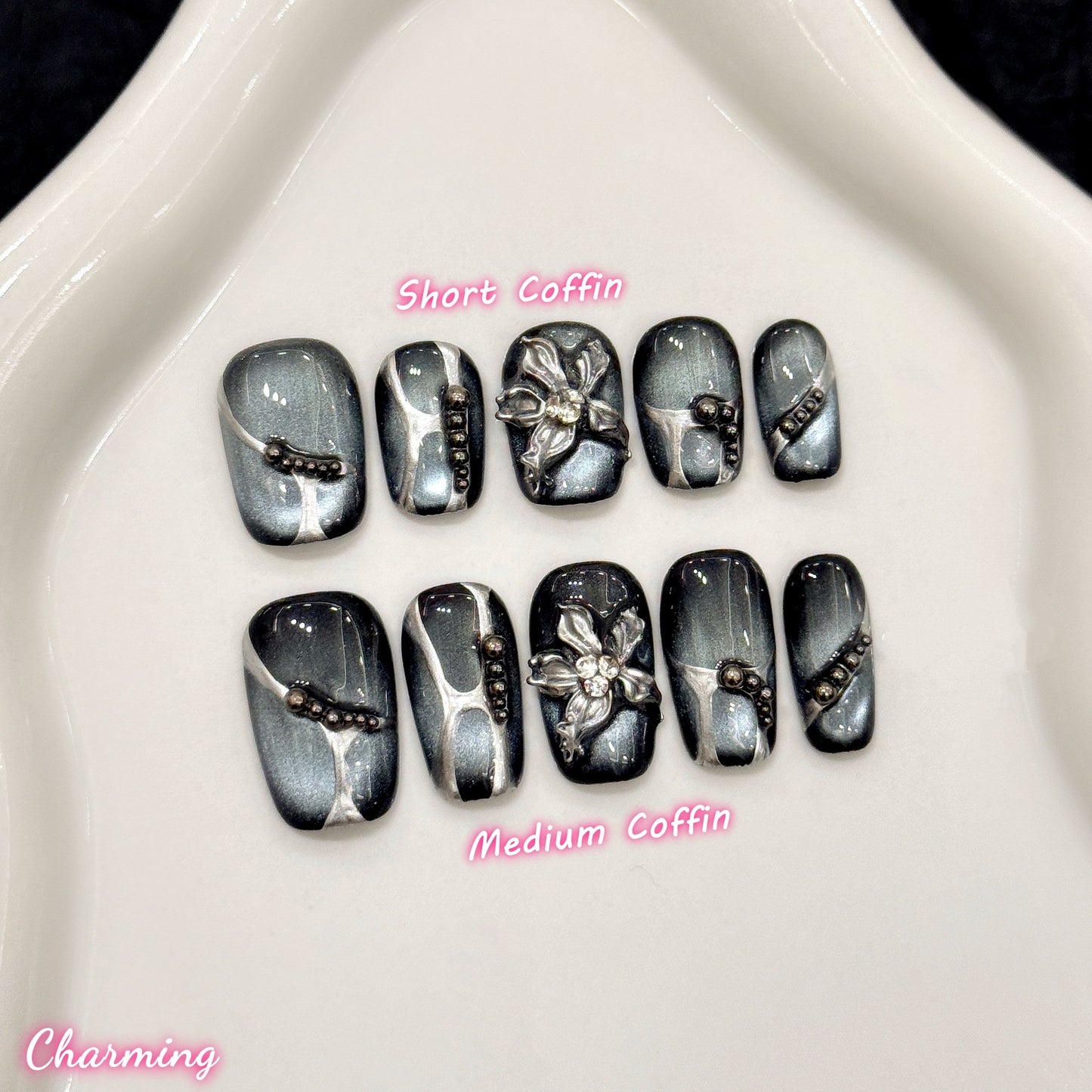 Ethereal Night Bllom/ Handmade Nails