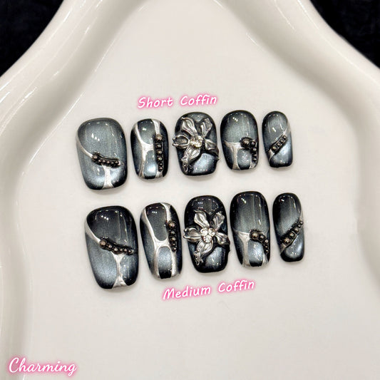 Ethereal Night Bllom/ Handmade Nails