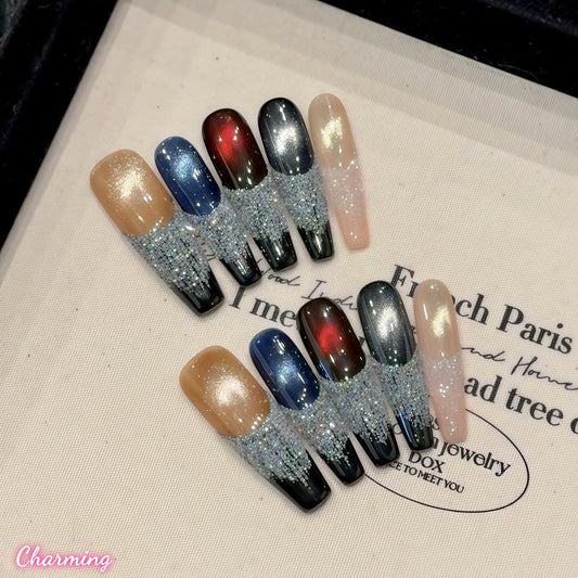 Sugar Fringe Galaxy/Handmade Nails