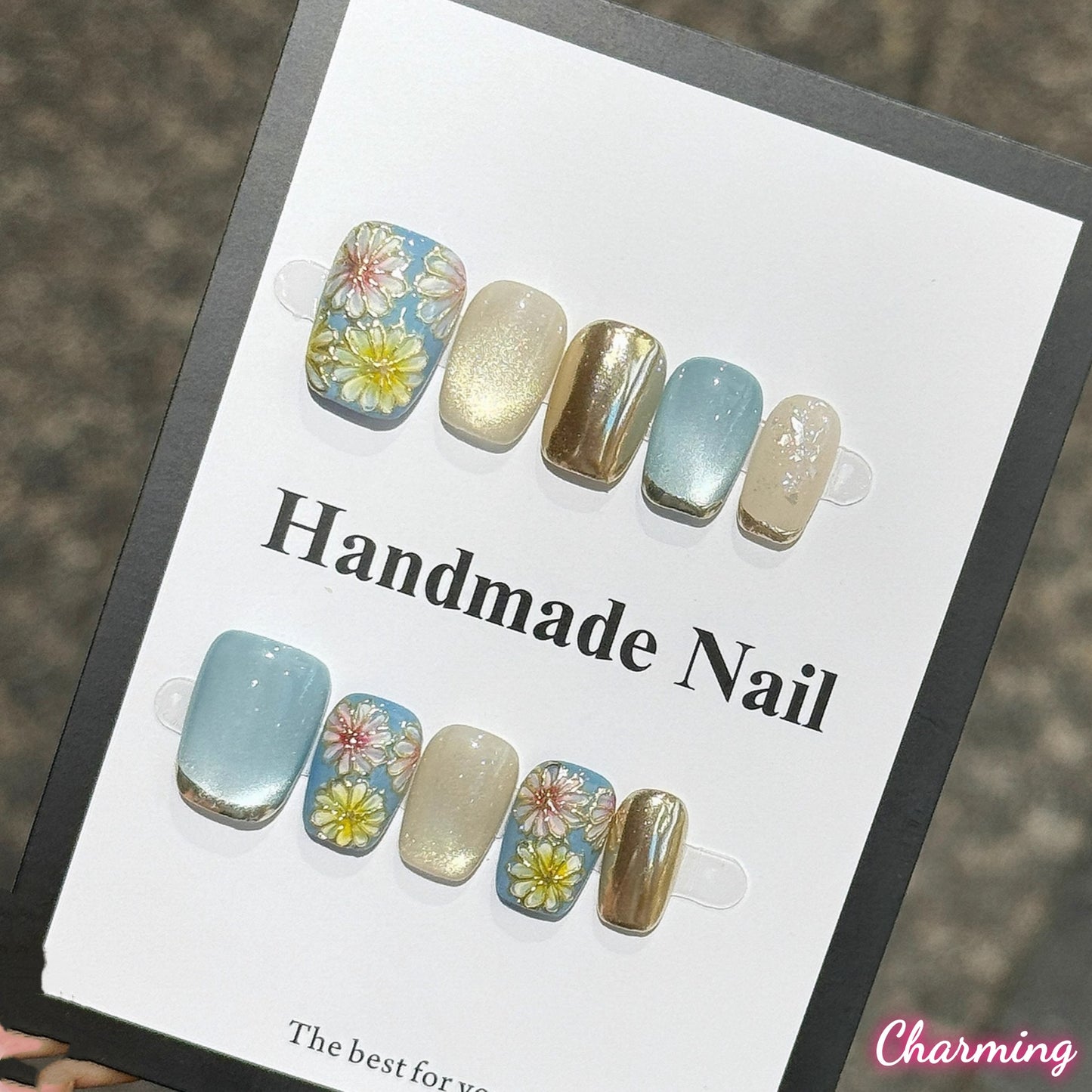 Hand-Painted Daisy / Handmade Nails