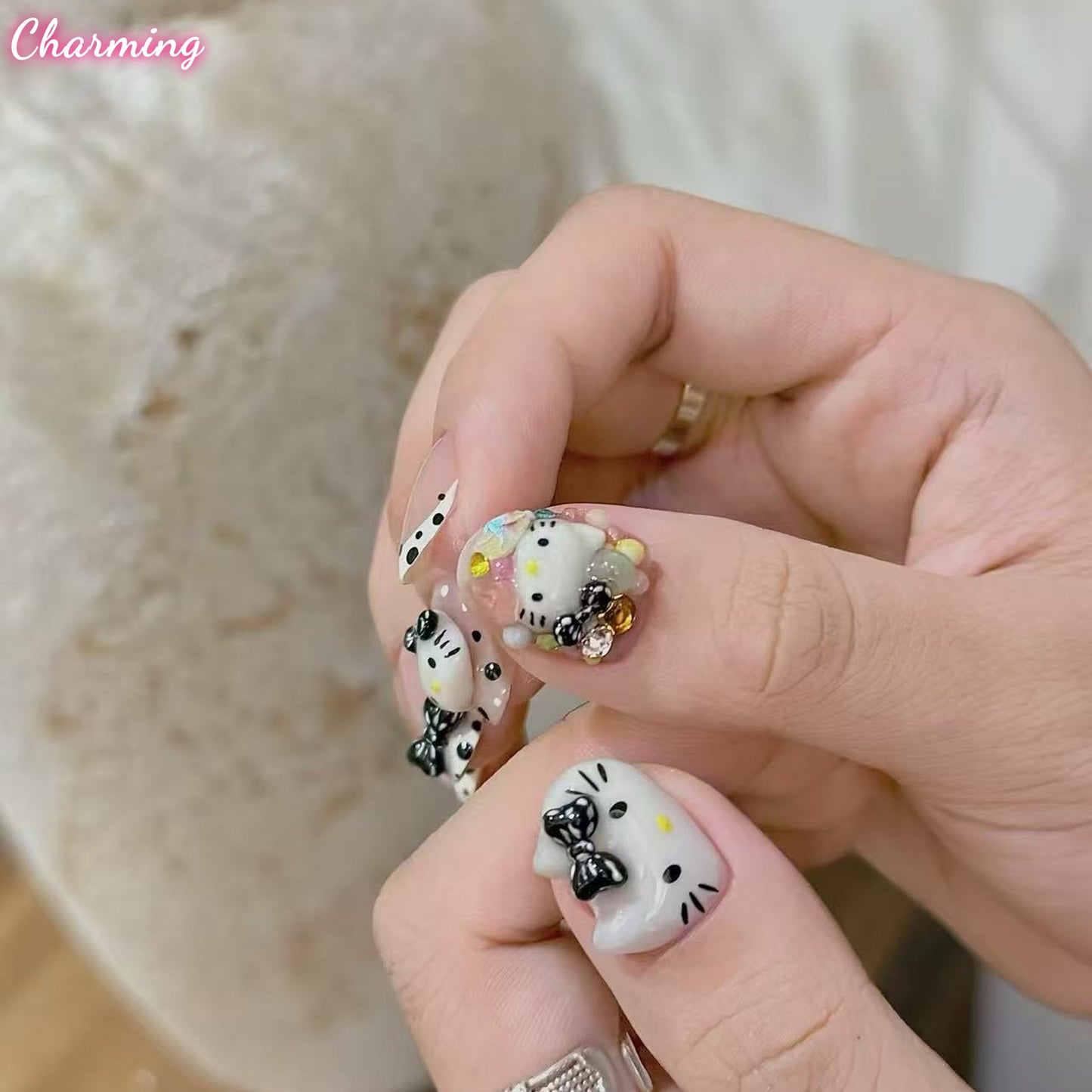 Black Kitty Wear / Handmade Nails