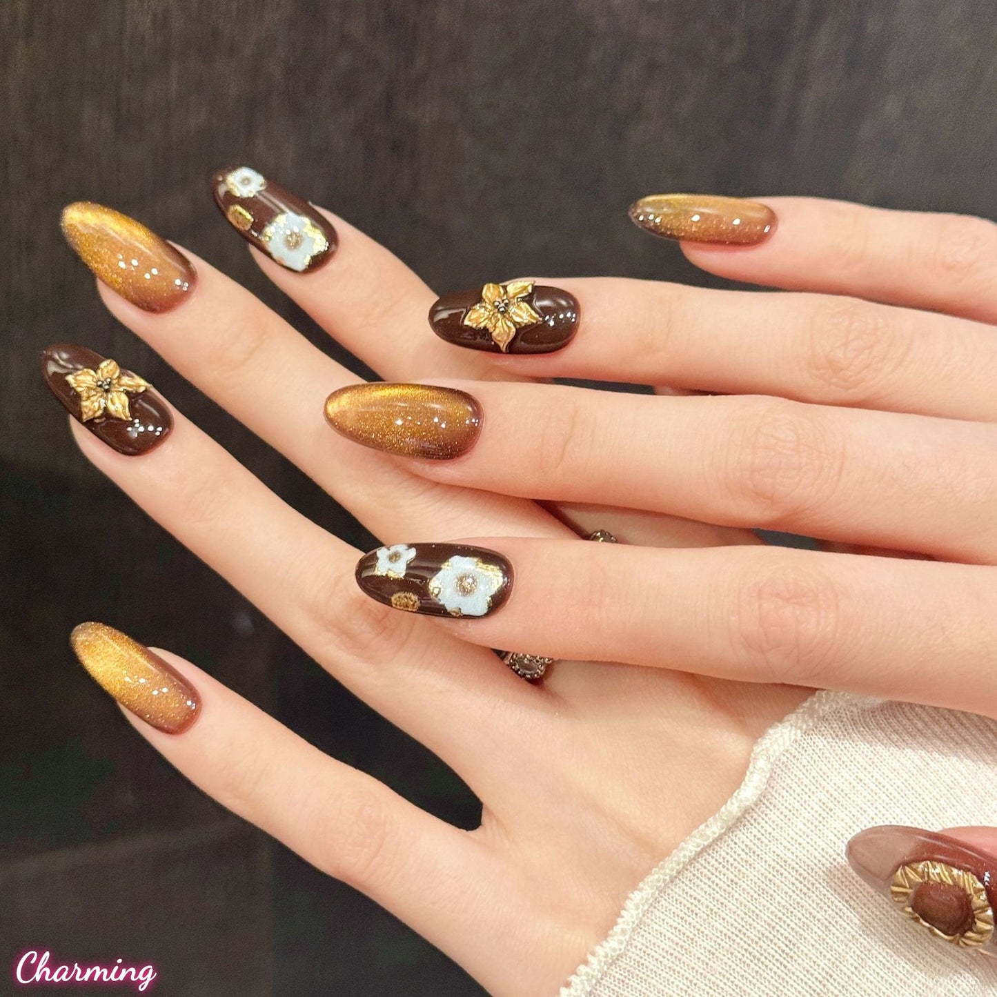 Golden-Bronze Bloom / Handmade Nails