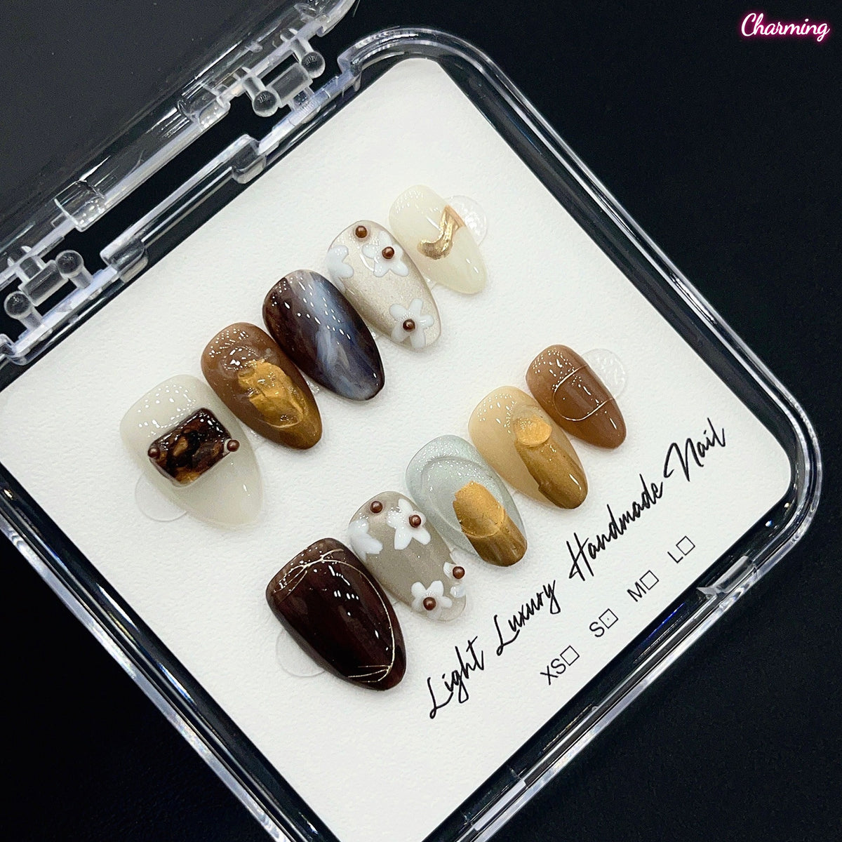 Caramel Petal Haze / Handmade Nailsems