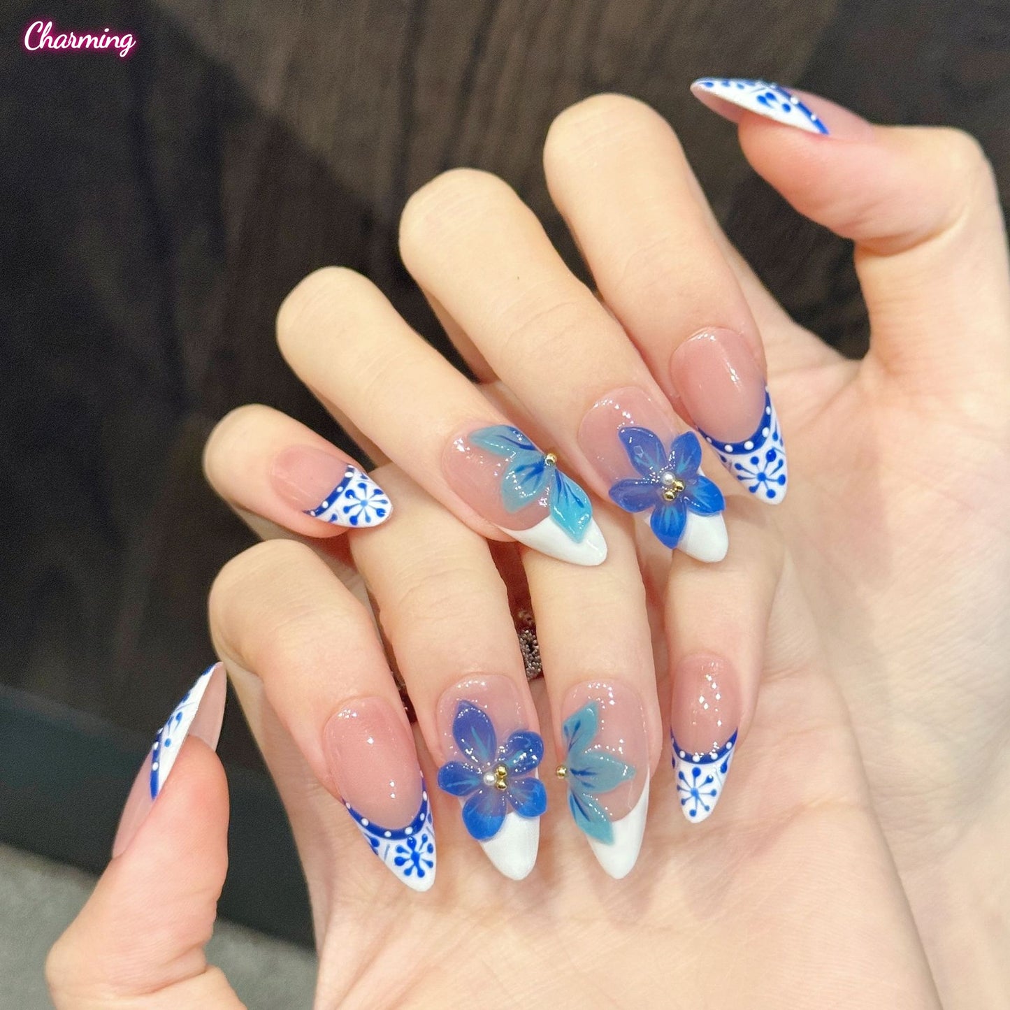 Green Glaze Floral / Handmade Nails