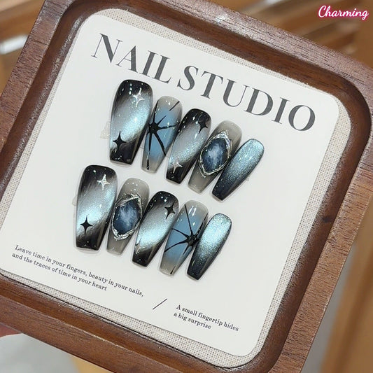 Blackout Stars / Handmade Nails