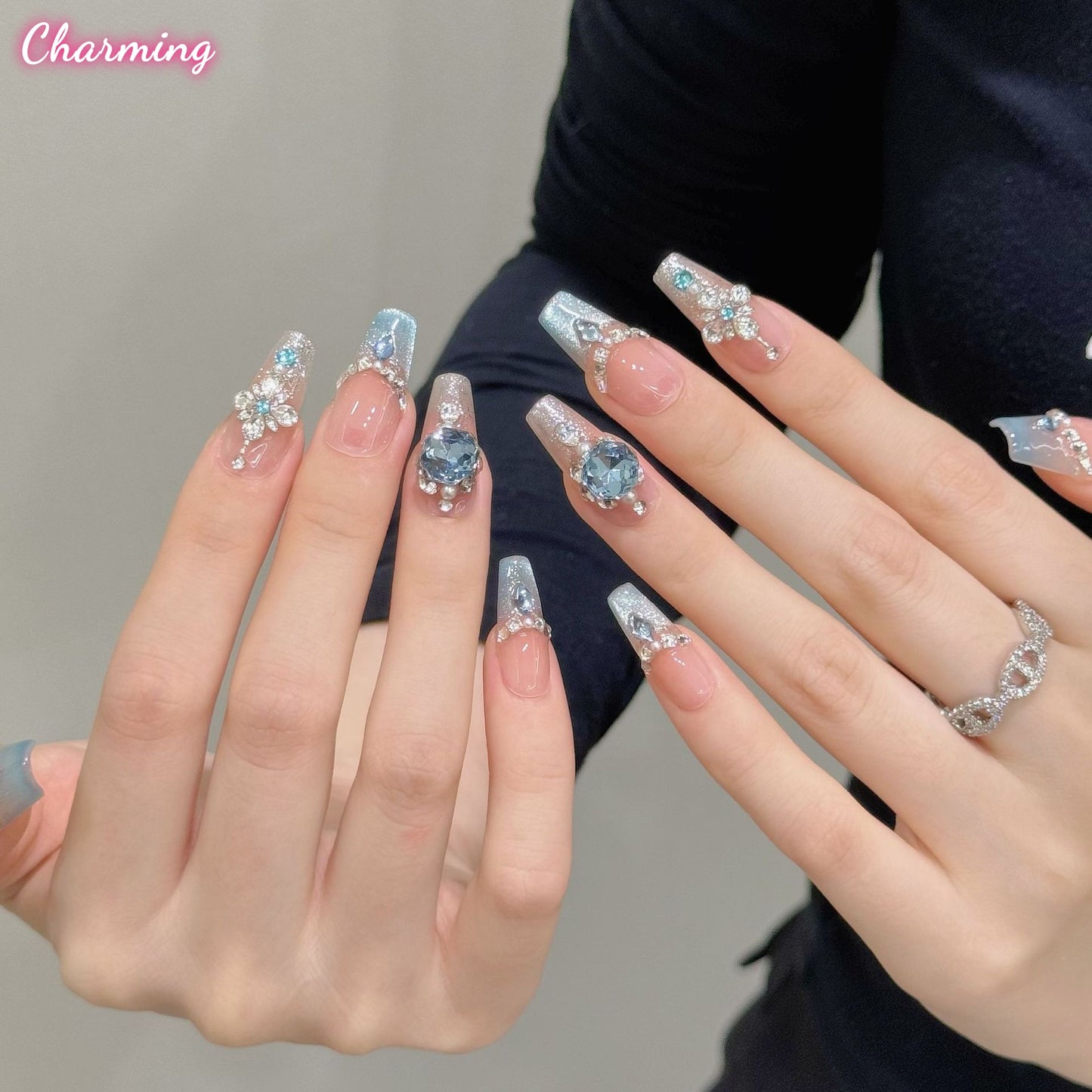 Azure Jewel / Handmade Nails