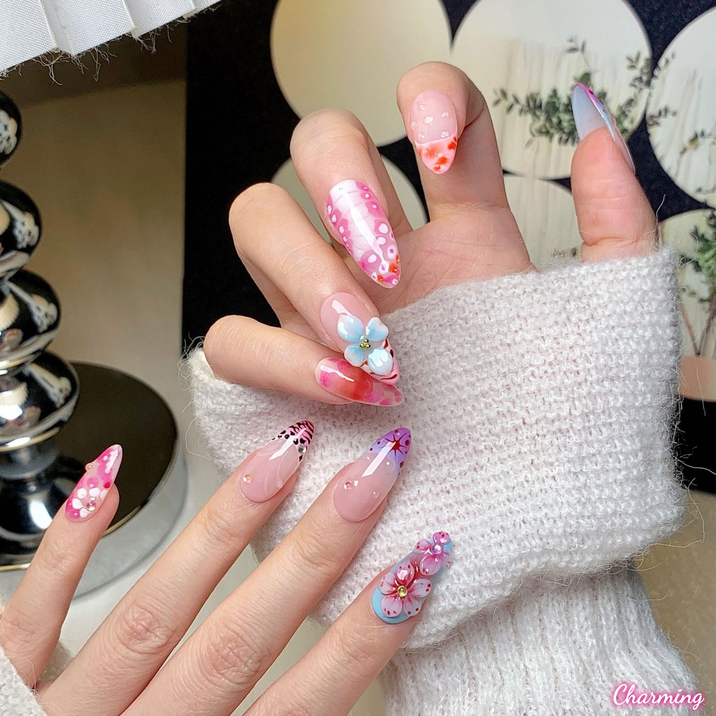 Blazing Bloom / Handmade Nails