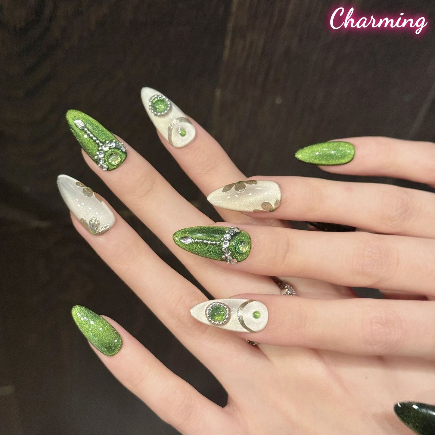 Glittering pearls and precious stones / Handmade Nails