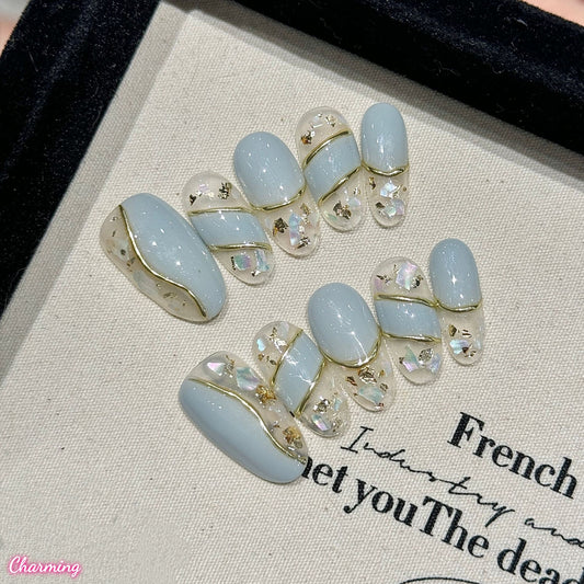 Blue Veil / Handmade Nails