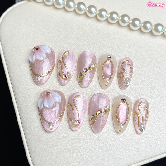 Crystal Edge Bloom / Handmade Nails