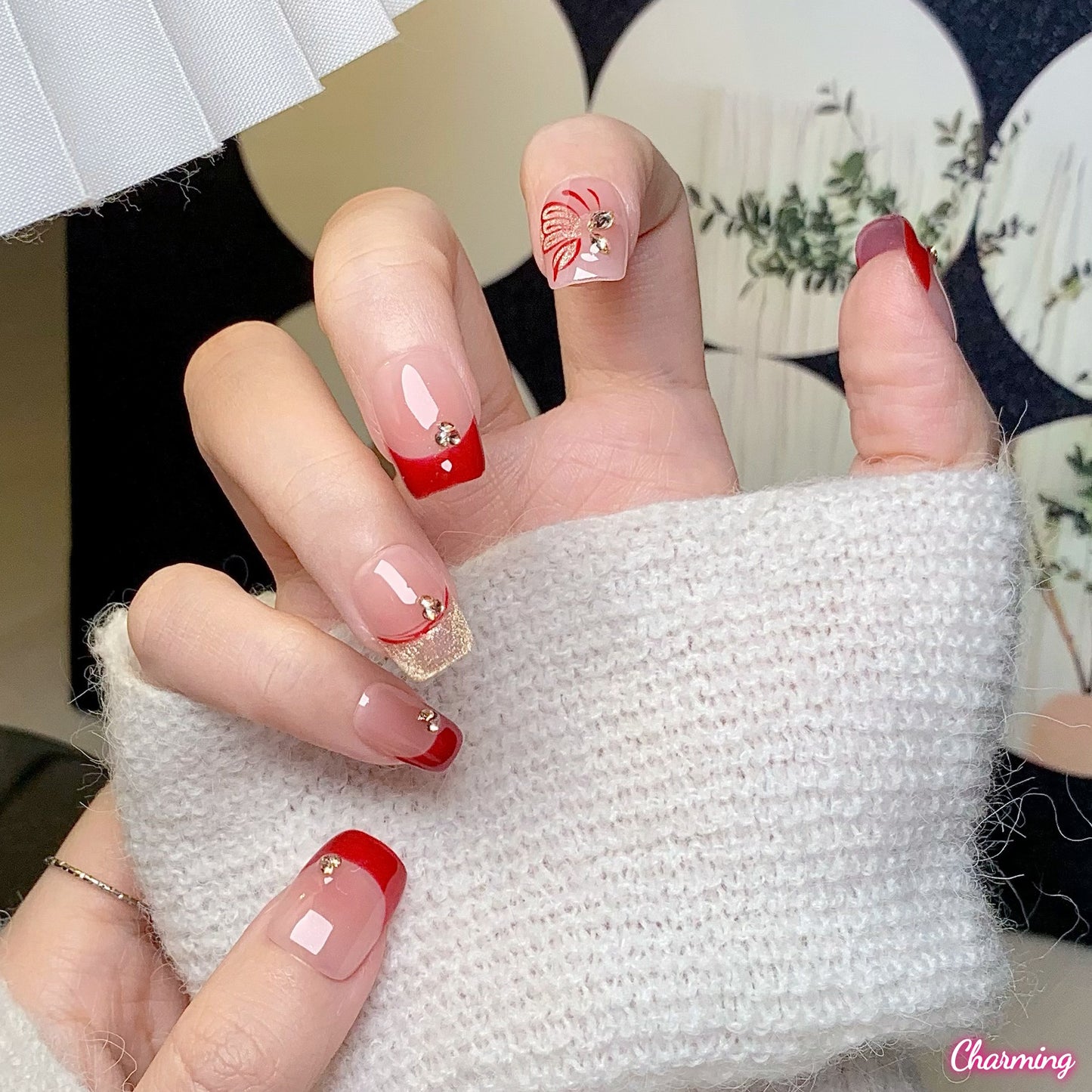 French Kiss Butterfly / Handmade Nails