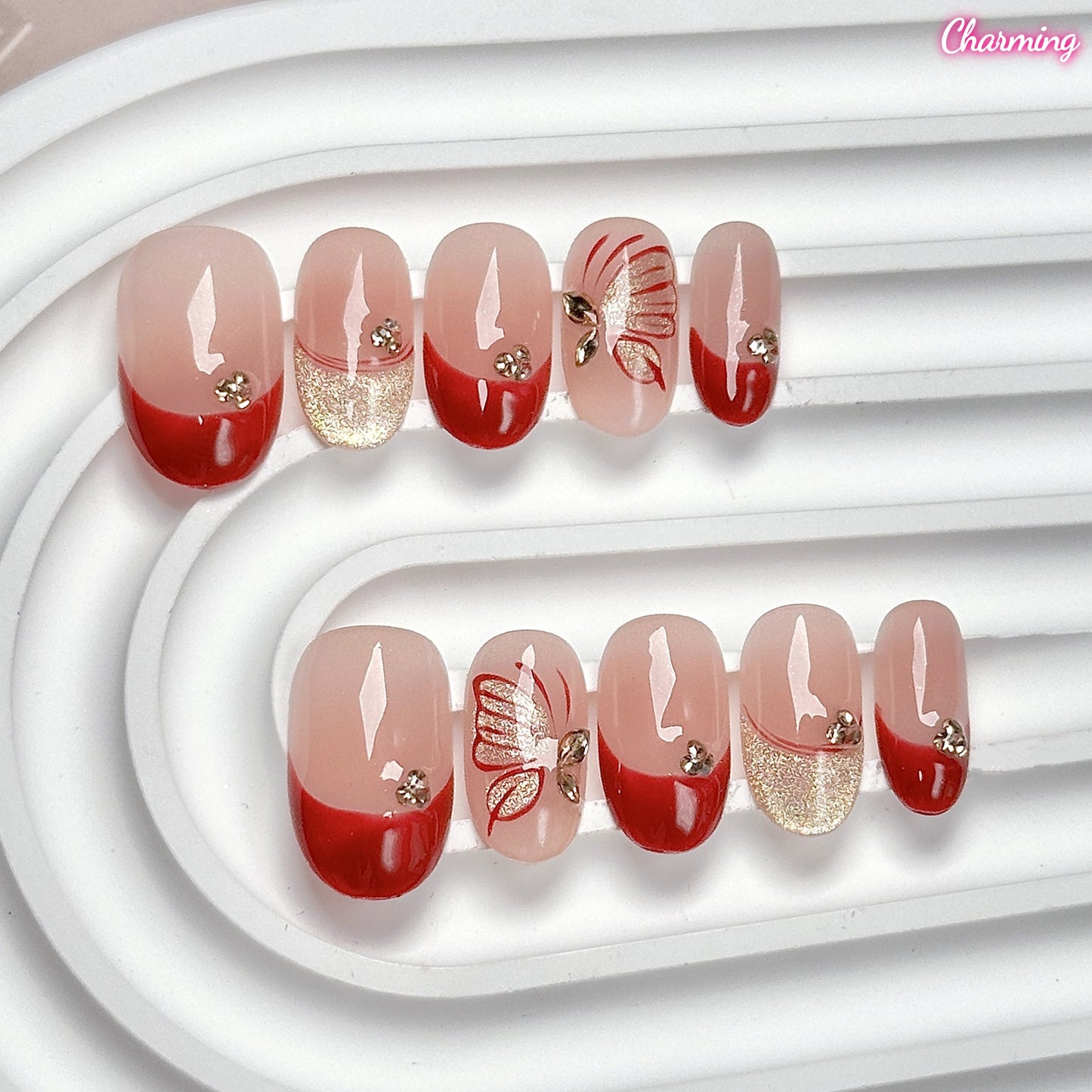 French Kiss Butterfly / Handmade Nails