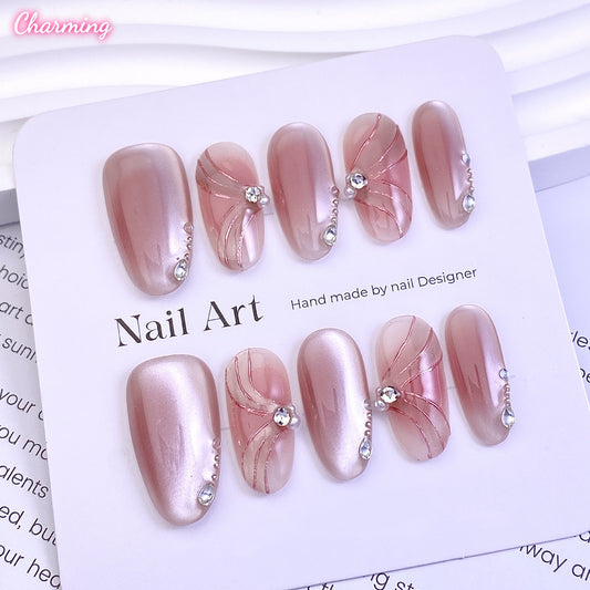 Rose Quartz Glow / Handmade Nails