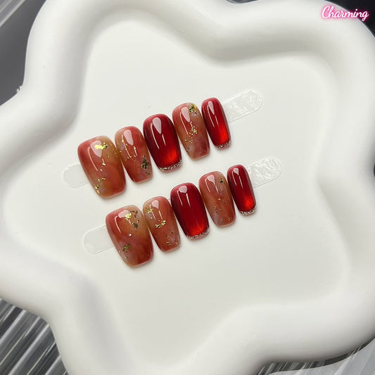 Red Gold Drift / Handmade Nailsems