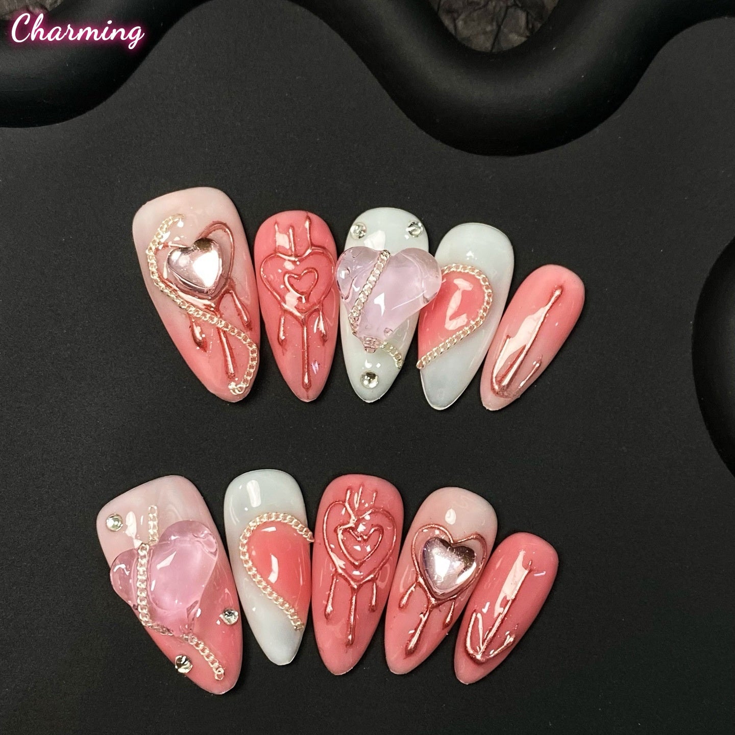 Sugar Rush Heart  / Handmade Nails