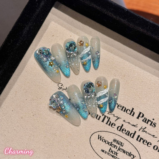 Prism Jellyfish/ Handmade Nails