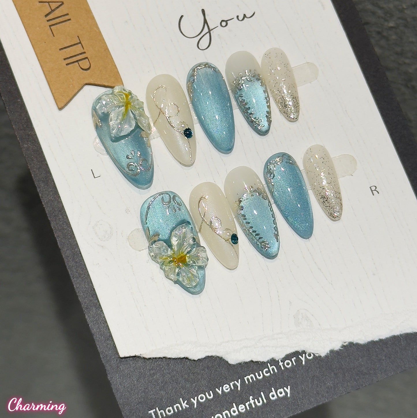 Delft Blue Bloom / Handmade Nails