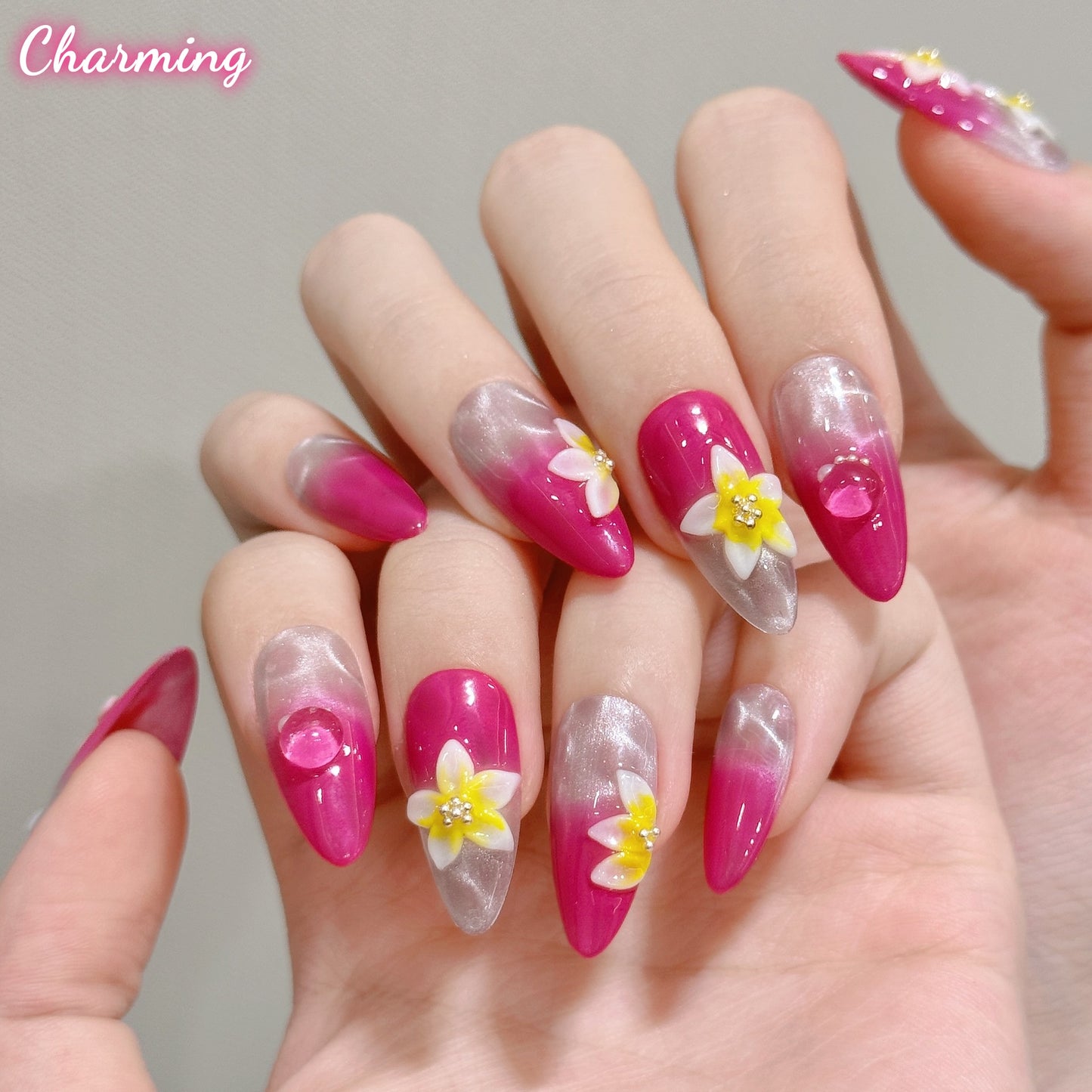 A Flower Adrift（Pink） / Handmade Nails