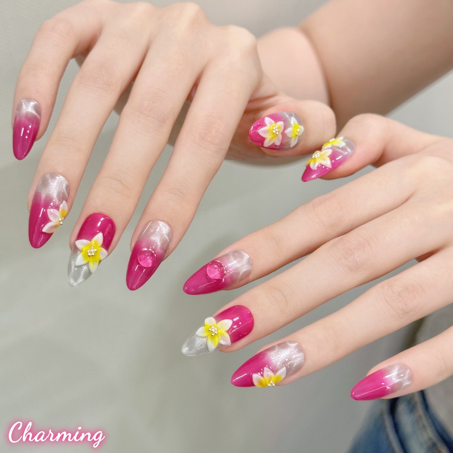 A Flower Adrift（Pink） / Handmade Nails