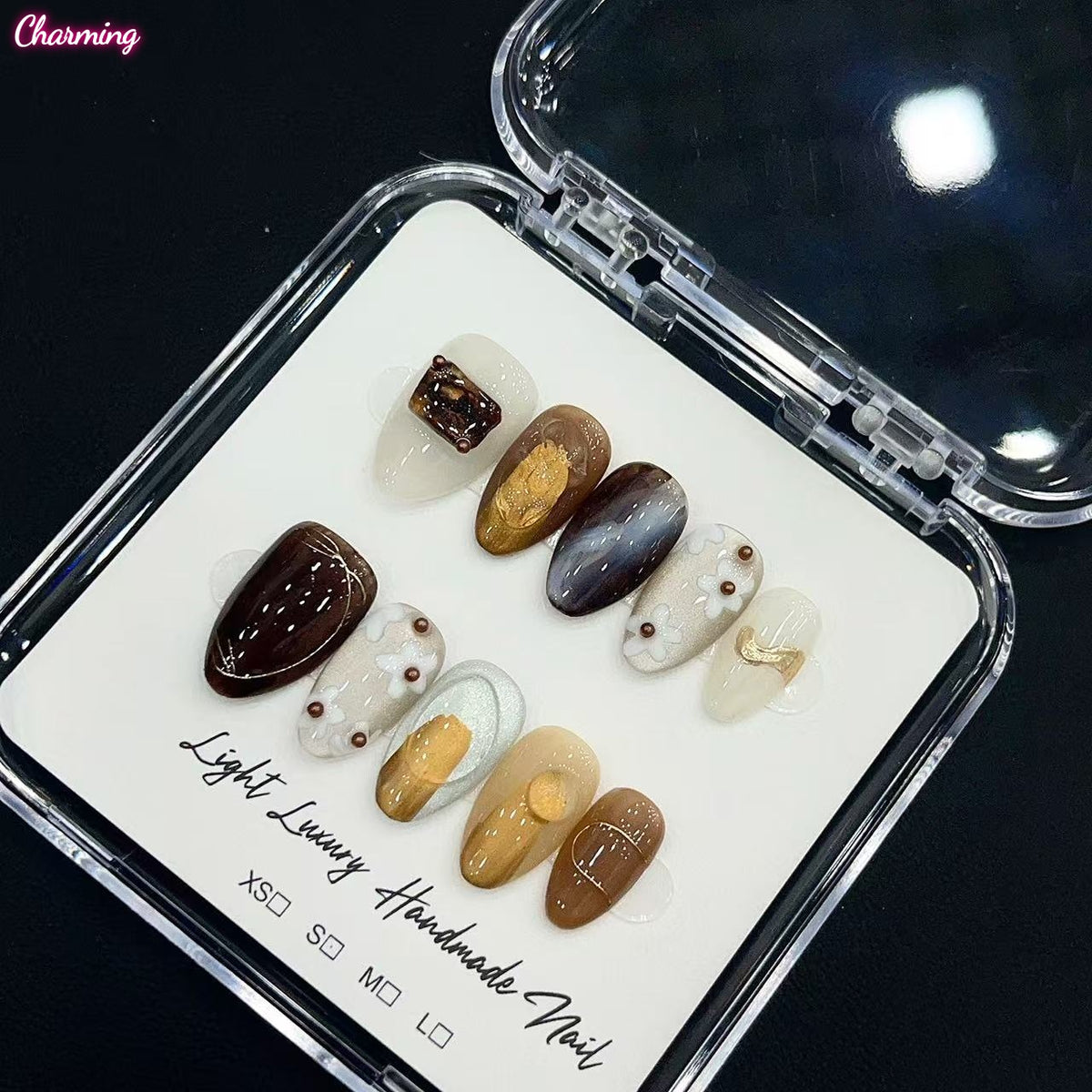 Caramel Petal Haze / Handmade Nailsems