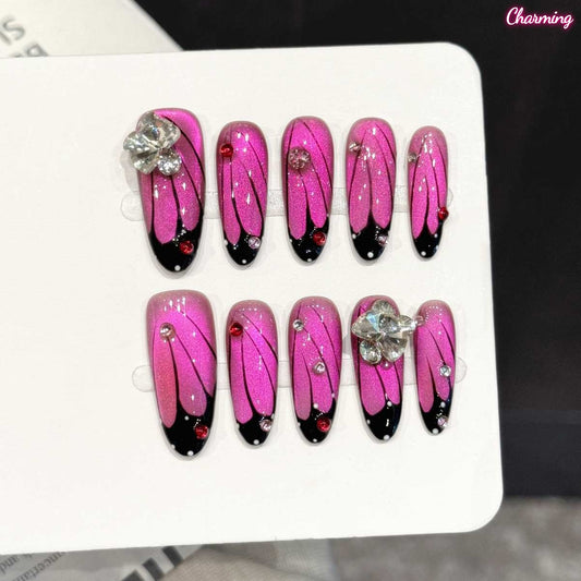 Rose Butterfly Shadow / Handmade Nails