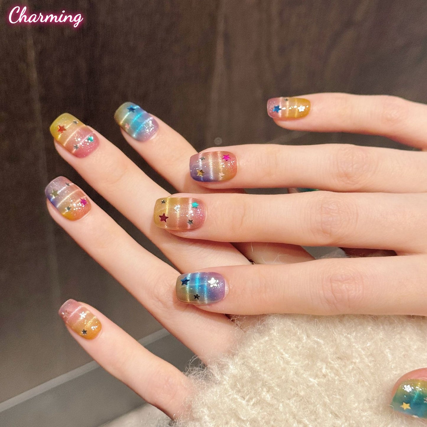 Prismatic Star Glow / Handmade Nails