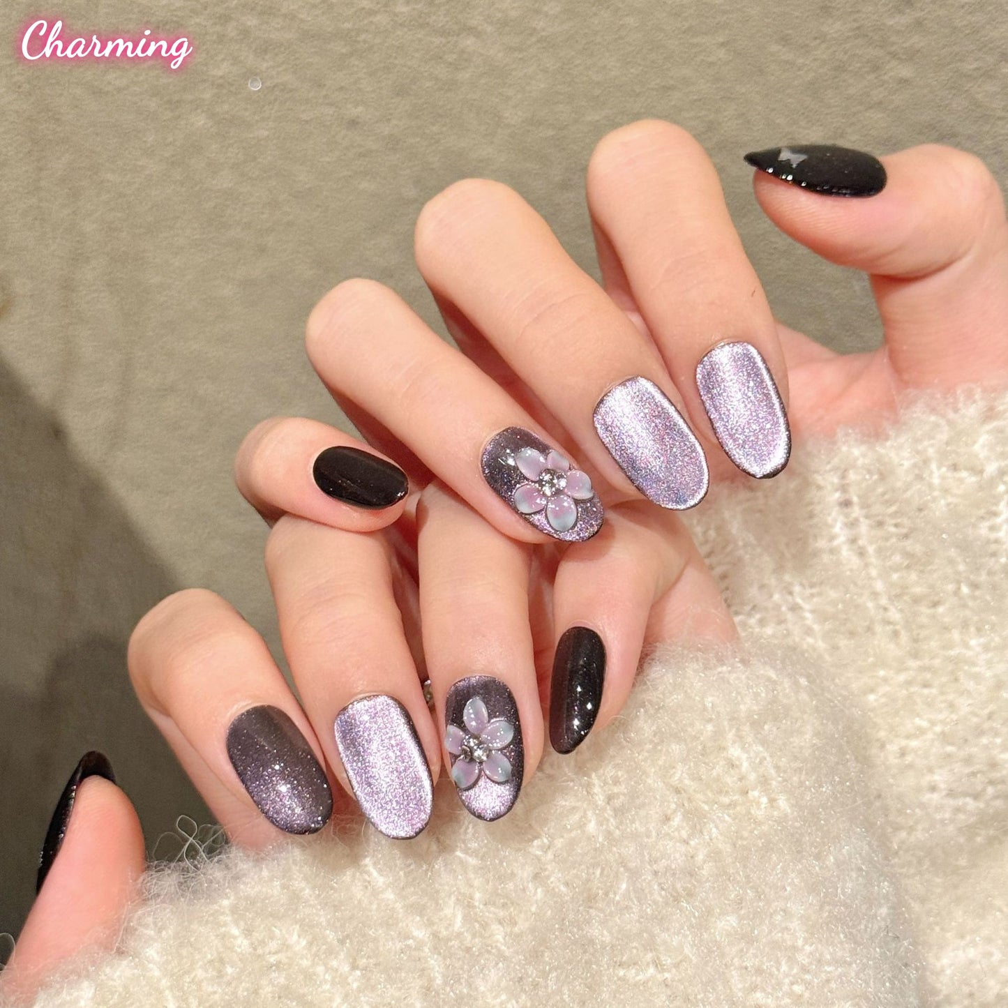 Amethyst Butterfly Bloom / Handmade Nails