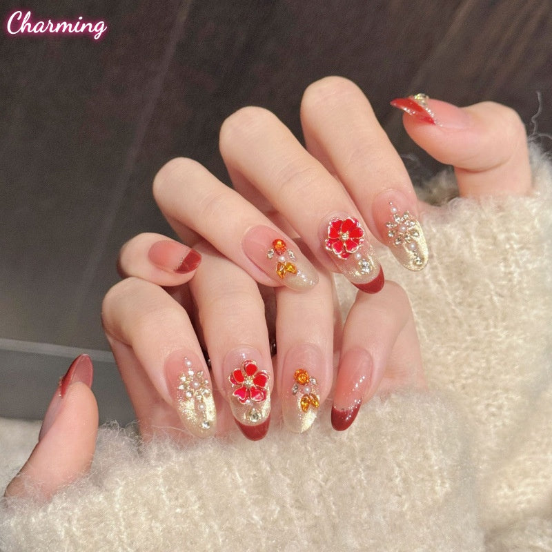 Vermilion & Gilt / Handmade Nails