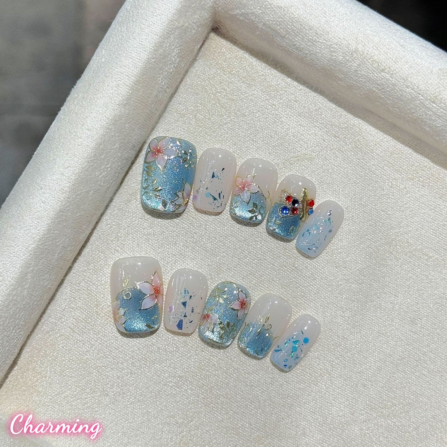 Floral Enamel / Handmade Nails