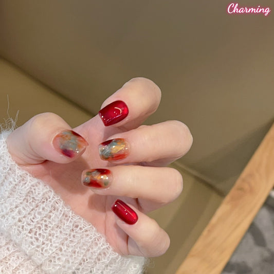 Dunhuang in Crimson Sky / Handmade Nails