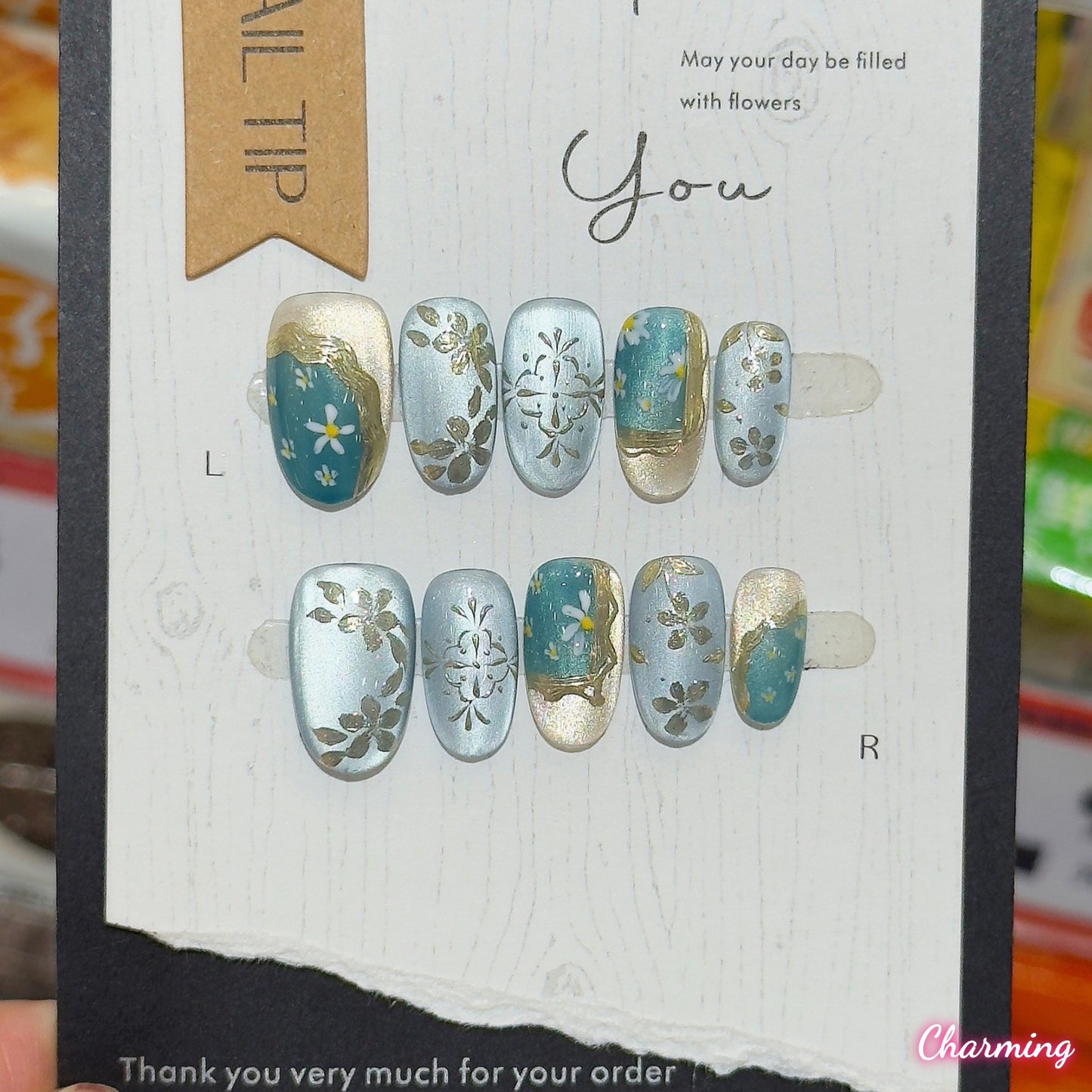 Cyan Flora / Handmade Nails