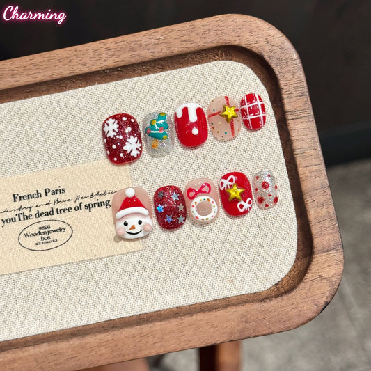 Christmas Snow Night / Handmade Nails