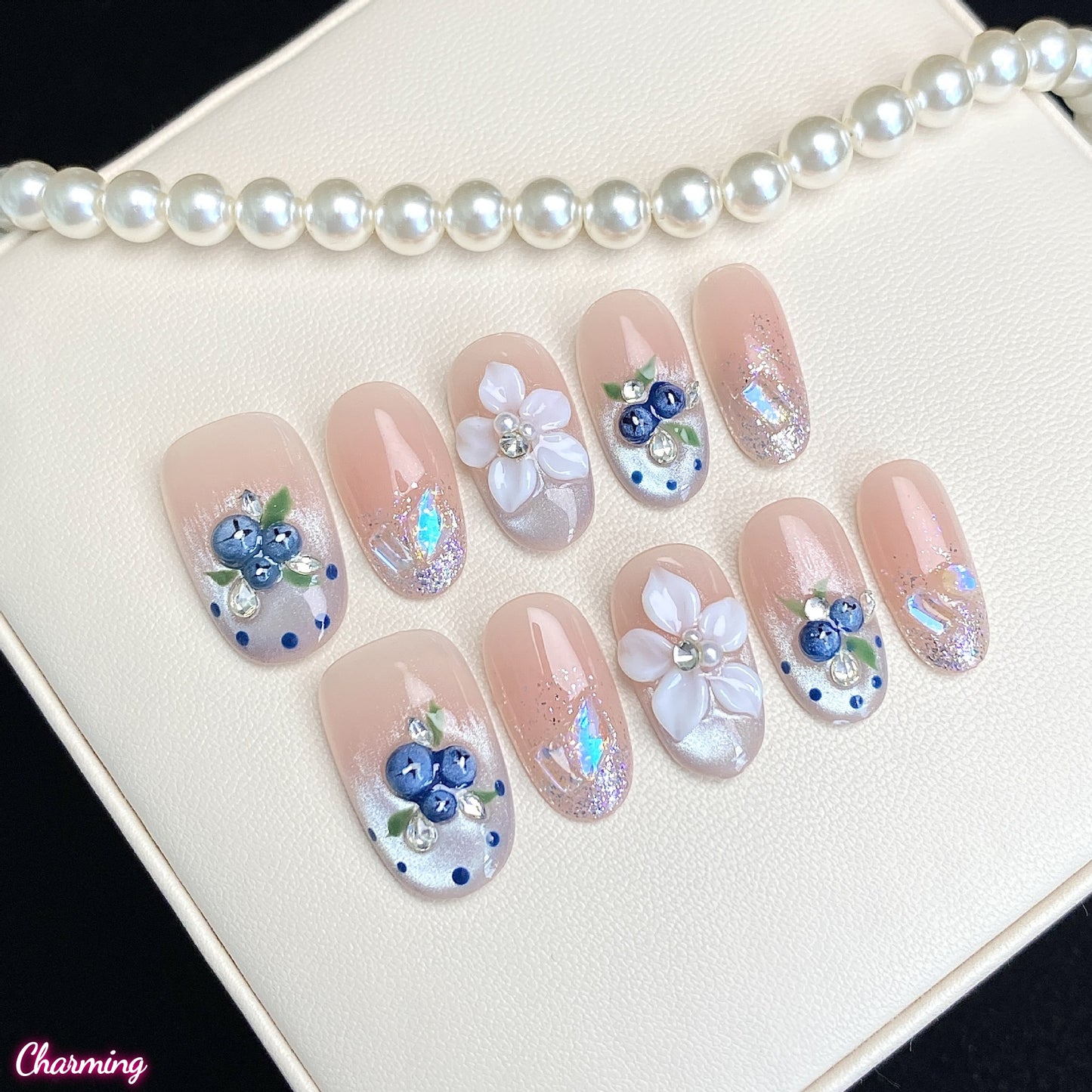 Misty Blueberry Cat / Handmade Nailsems