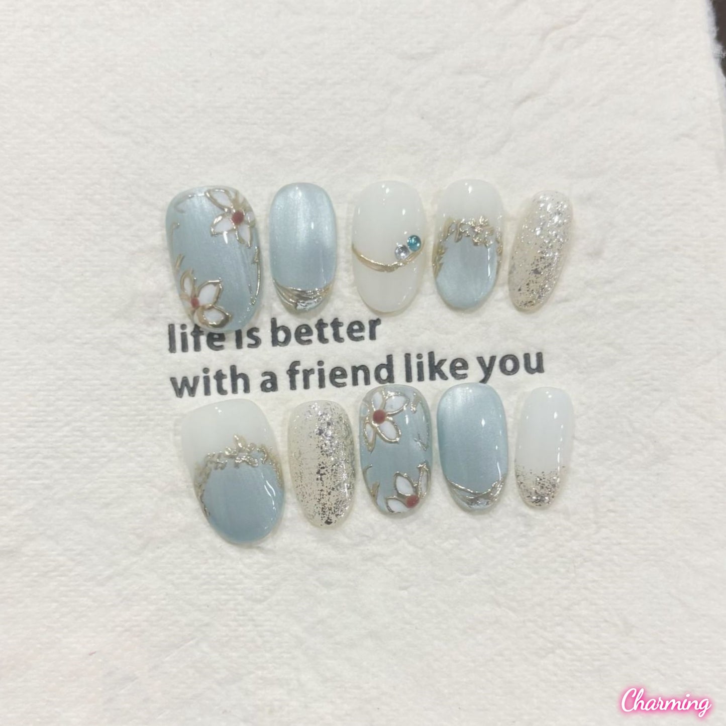 Dreamy Blue Orchid / Handmade Nails