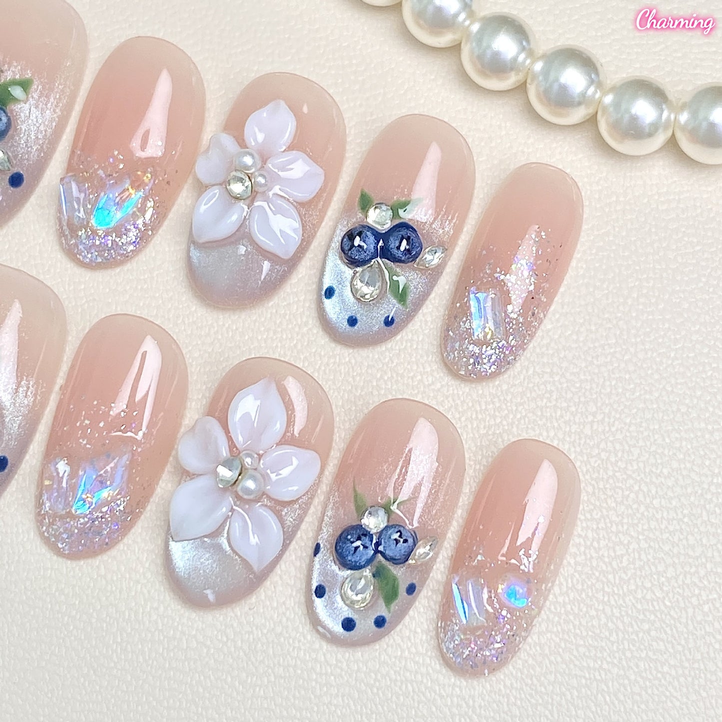 Misty Blueberry Cat / Handmade Nailsems