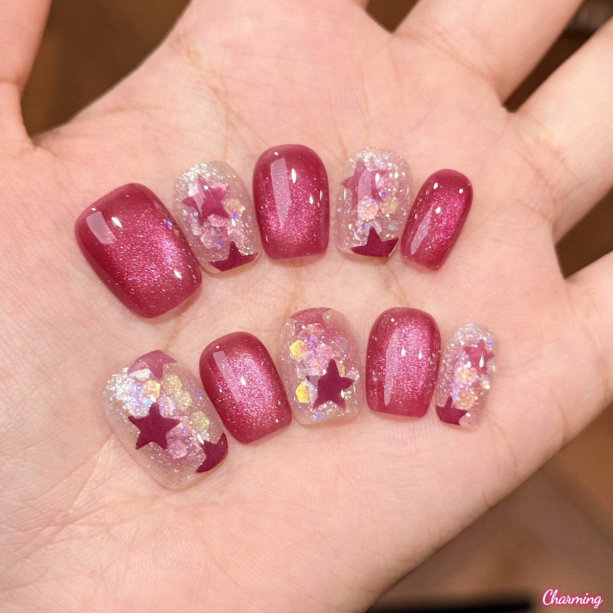 Glitter Berry Nova / Handmade Nails