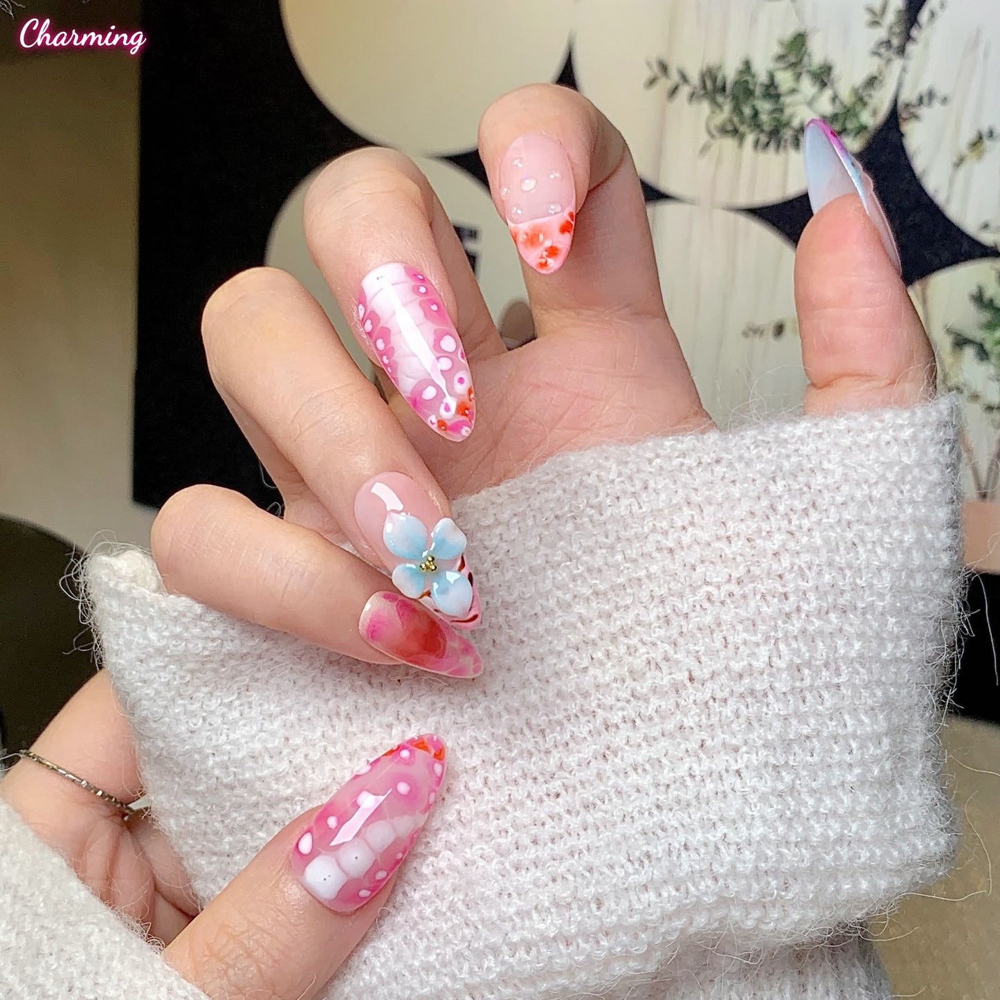 Blazing Bloom / Handmade Nails