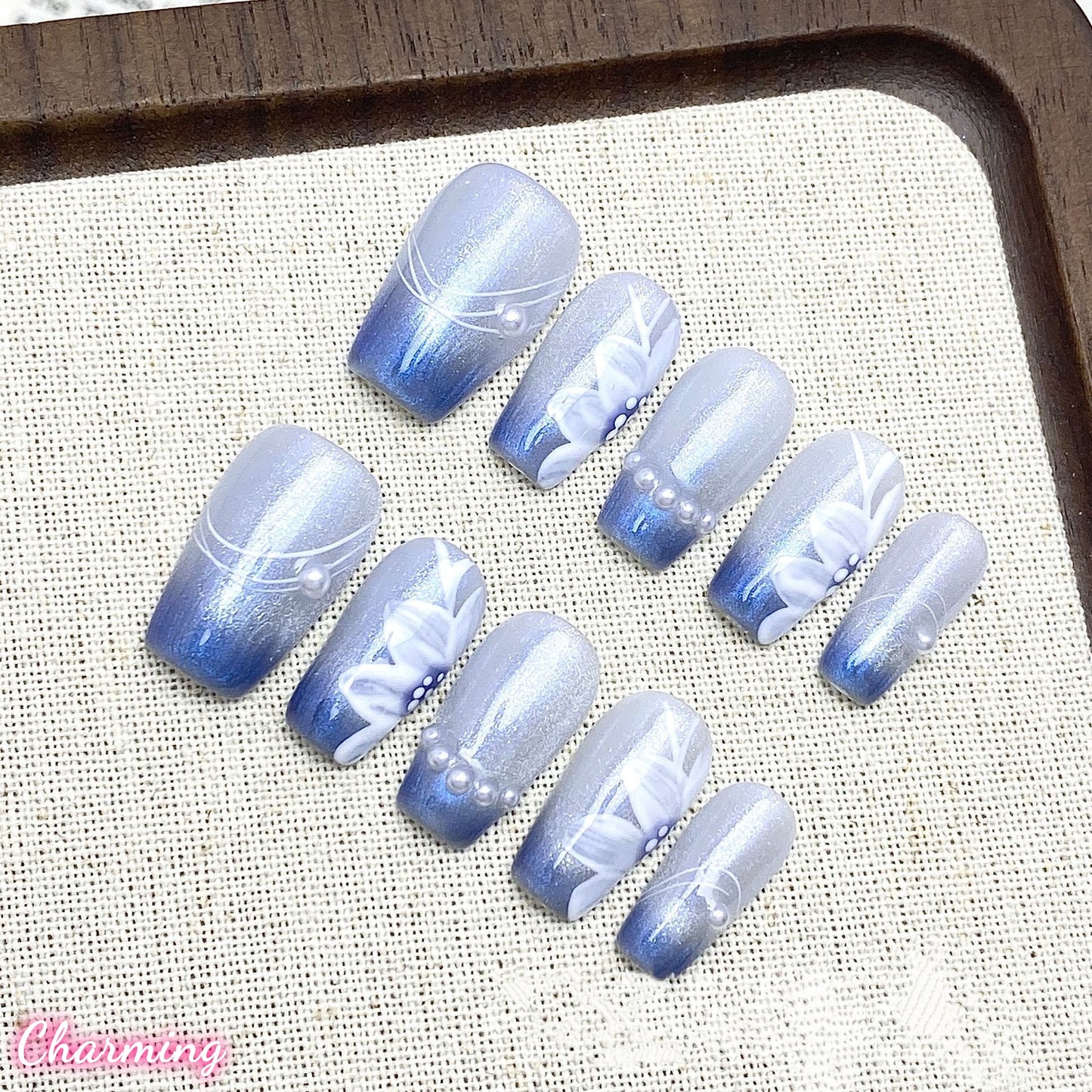 Azure Blossom / Handmade Nails