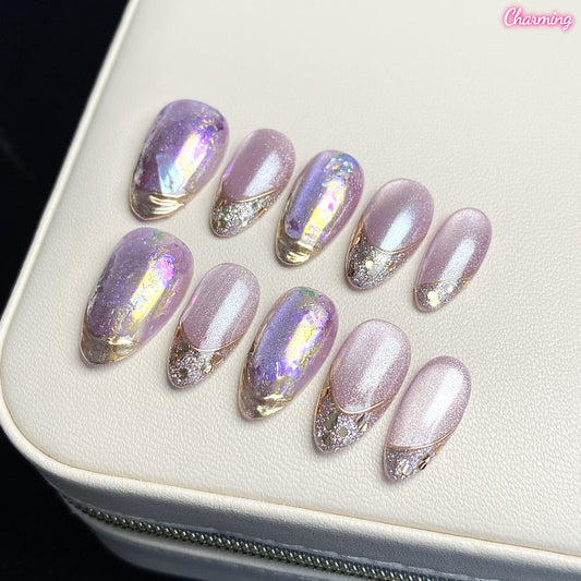 Amethyst Veil Glow / Handmade Nails