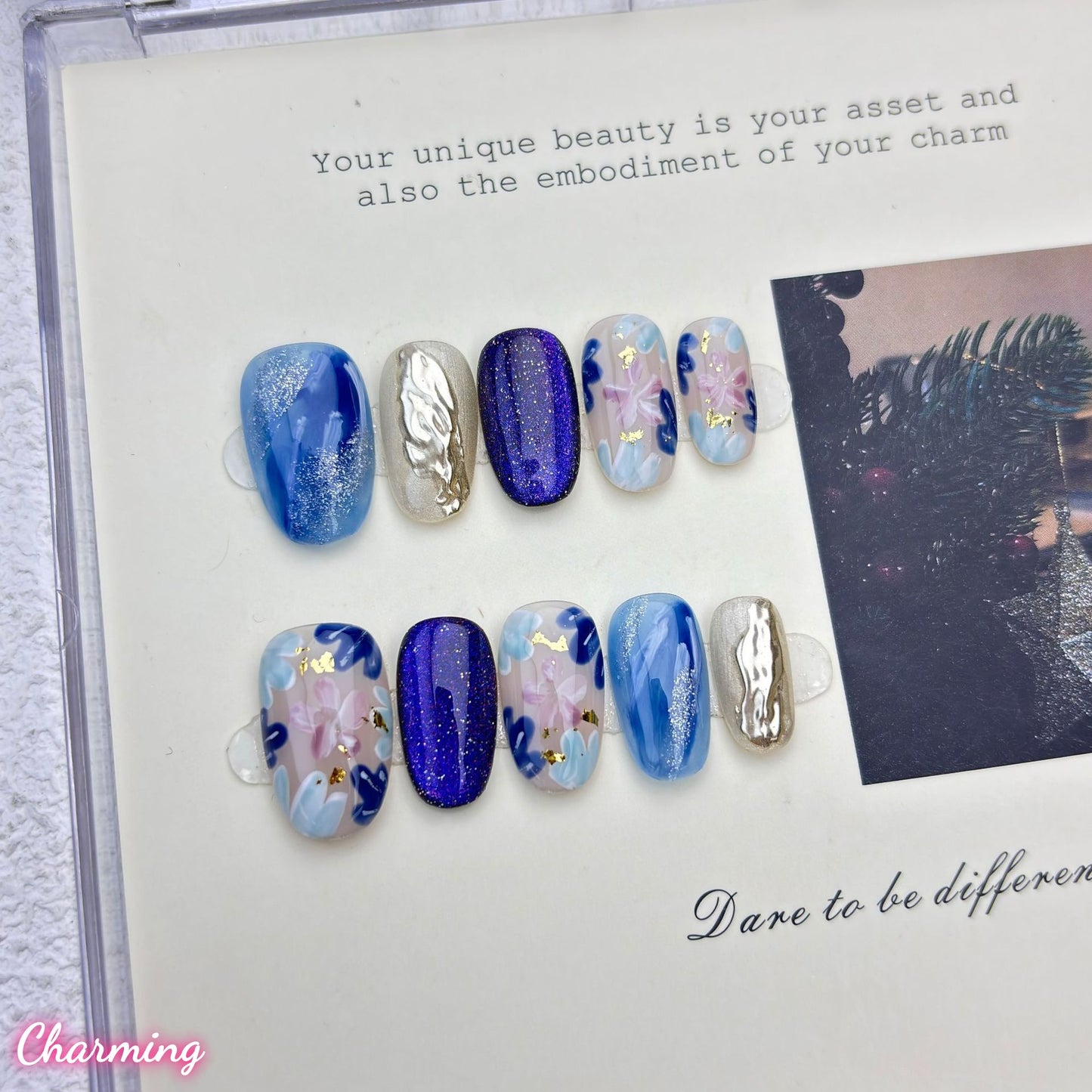 Cobalt Flora / Handmade Nails