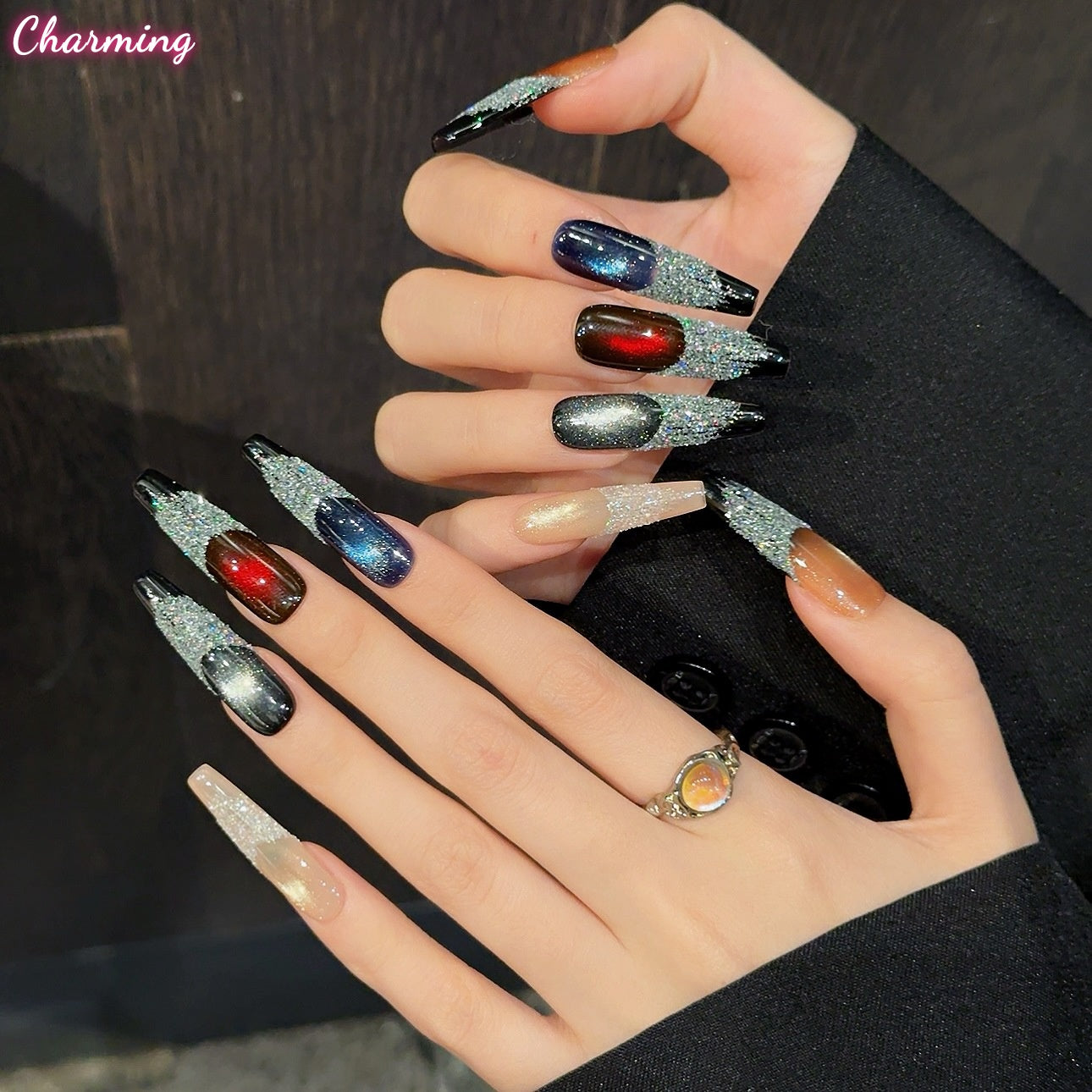 Sugar Fringe Galaxy/Handmade Nails