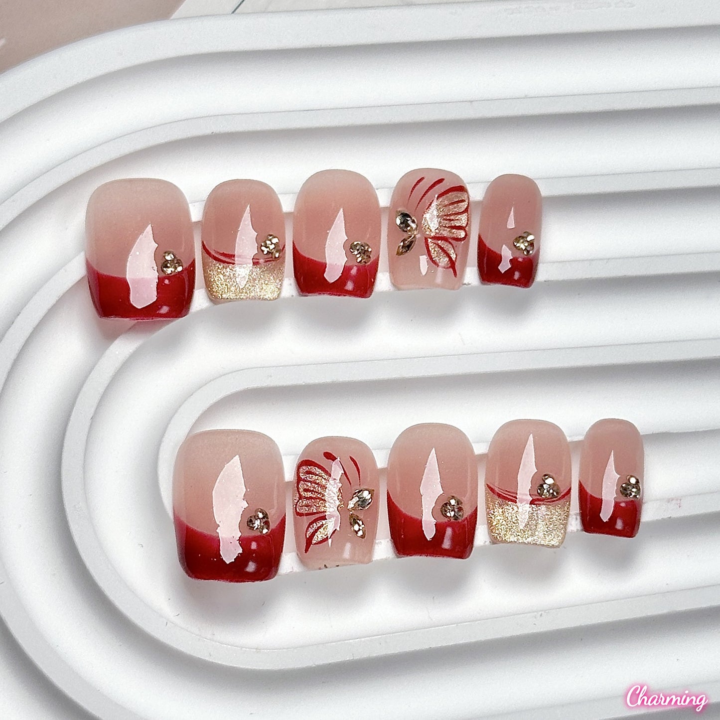 French Kiss Butterfly / Handmade Nails