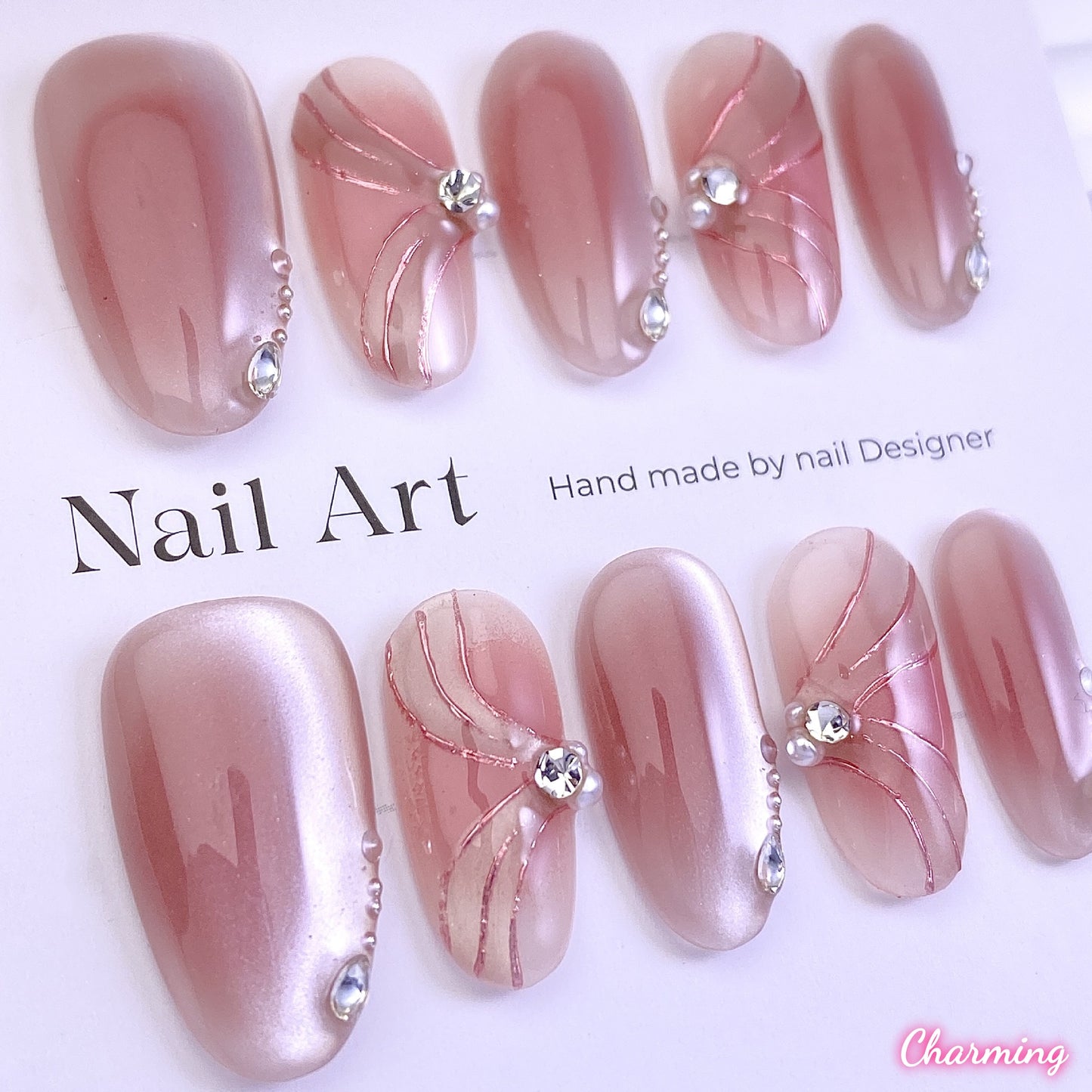 Rose Quartz Glow / Handmade Nails