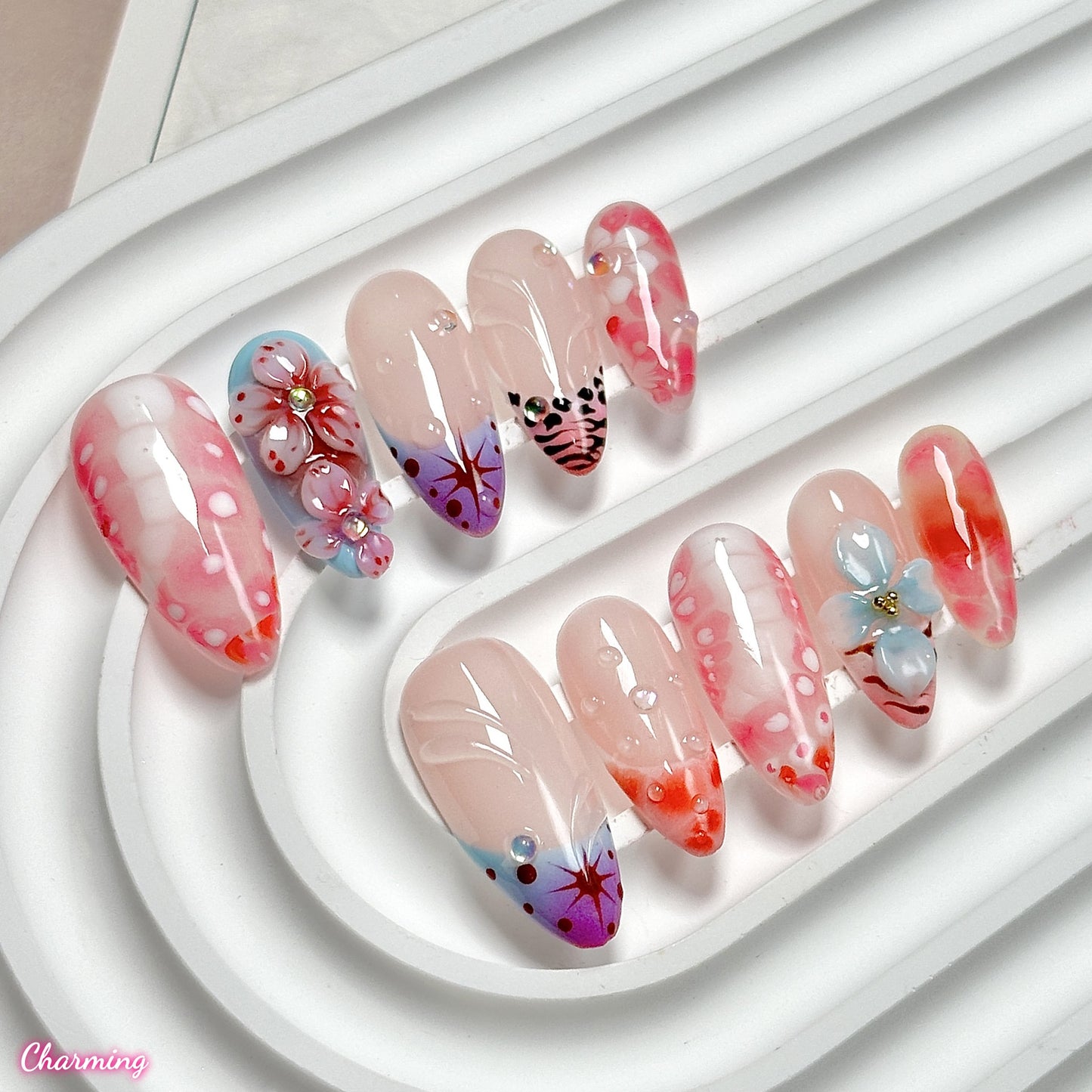 Blazing Bloom / Handmade Nails