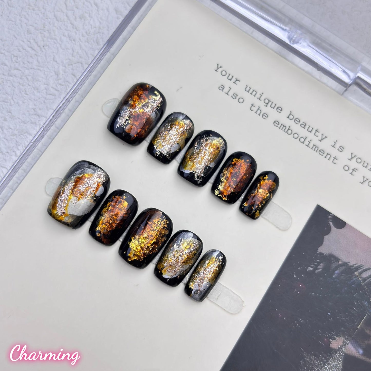 Black & Gold Elegance / Handmade Nails