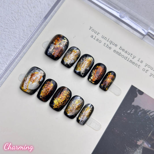 Black & Gold Elegance / Handmade Nails