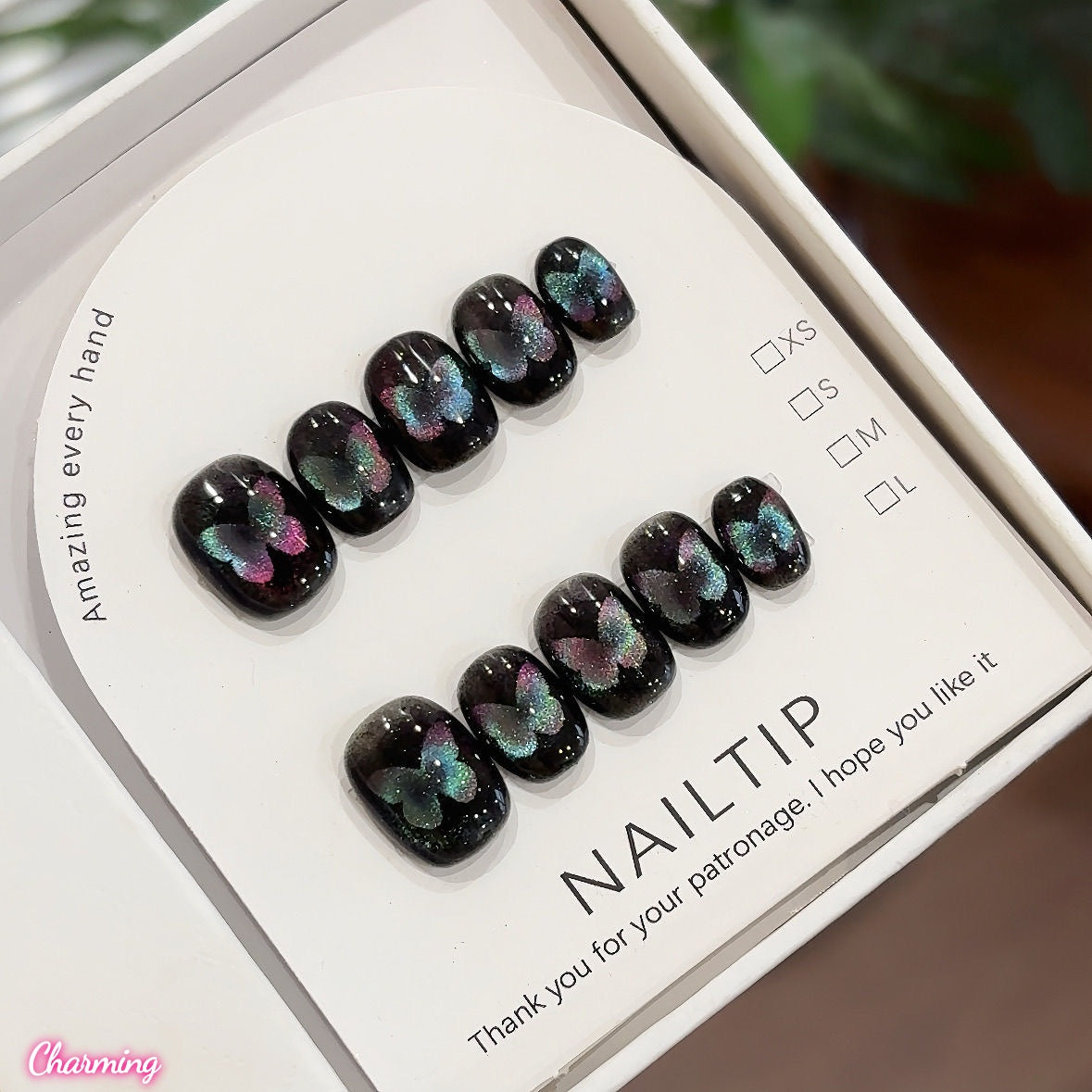 Neon Noir Wing / Handmade Nails